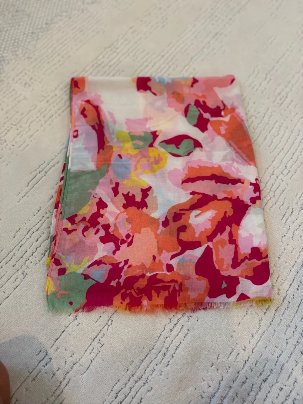 Floral Watercolor Cotton Throw - Pink & Orange